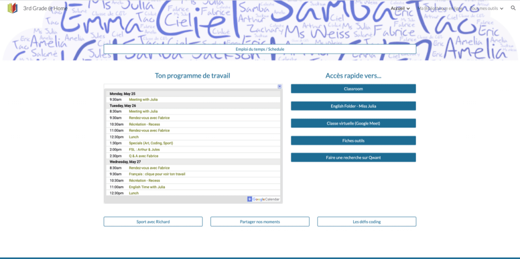 A Google Site for each class in New Milford