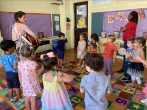 The French American Academy Preschoolers in a music class